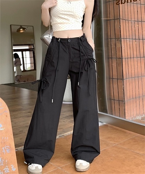 Dream garden(ドリームガーデン)の「シャーリングリボン2wayワイドパンツ(その他パンツ・レディース・ミント/グレー/ブラック/ブルー/ピンク・S/2XL/XL/L/M)」の9枚目の写真