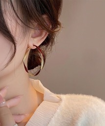 ツートンカラー大ぶりフープピアス