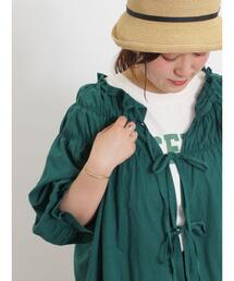 Samansa Mos2 | 前後2WAYリボンギャザーブラウス(シャツ/ブラウス)