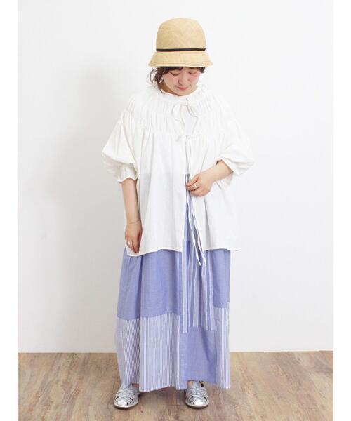 Samansa Mos2（サマンサ モスモス）の「前後2WAYリボンギャザーブラウス（シャツ/ブラウス・レディース・グリーン/オフホワイト/ブラック/チャコールグレー・F）」の20枚目の写真