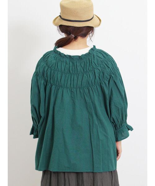 Samansa Mos2（サマンサ モスモス）の「前後2WAYリボンギャザーブラウス（シャツ/ブラウス・レディース・グリーン/オフホワイト/ブラック/チャコールグレー・F）」の5枚目の写真