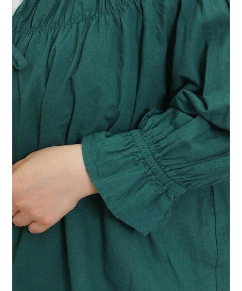 Samansa Mos2（サマンサ モスモス）の「前後2WAYリボンギャザーブラウス（シャツ/ブラウス・レディース・グリーン/オフホワイト/ブラック/チャコールグレー・F）」の9枚目の写真