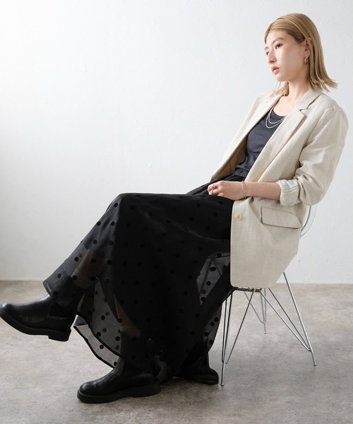 meilmada(メイルマダ)の「フロッキードットオーガンジースカート(スカート・レディース・ブラウン/オフホワイト/ブラック・MEDIUM)」の10枚目の写真