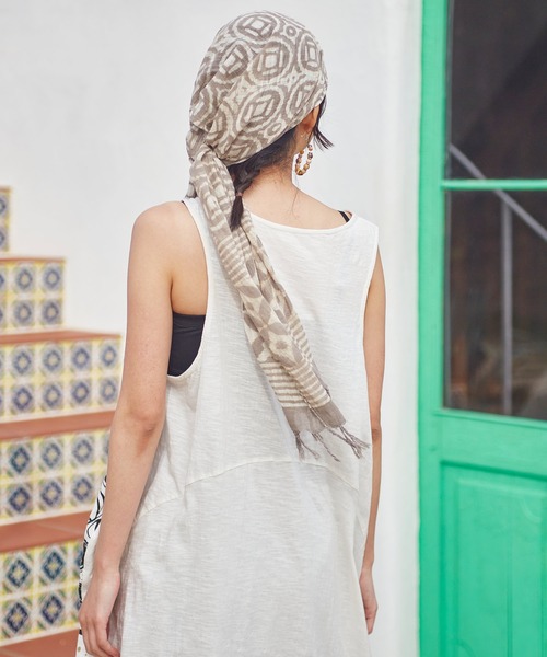 チャイハネ(チャイハネ)の「【チャイハネ】ゴーシャノースリーブワンピース(チュニック・レディース・ブラック/ホワイト/ベージュ・FREE)」の9枚目の写真