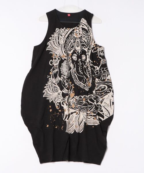 チャイハネ(チャイハネ)の「【チャイハネ】ゴーシャノースリーブワンピース(チュニック・レディース・ブラック/ホワイト/ベージュ・FREE)」の10枚目の写真