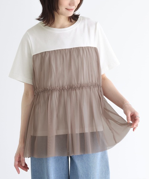 tシャツ ビスチェ風レイヤードノースリーブ レディース メンズ bohmal tシャツ ビスチェレイヤード風フレンチスリーブトップス