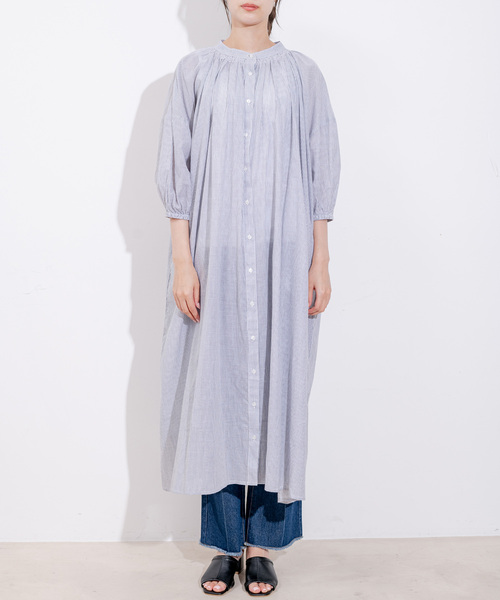 Jayro(ジャイロ)の「インド綿ボイルストライプワンピース(シャツワンピース・レディース・ブルー/ブラック・M)」の19枚目の写真