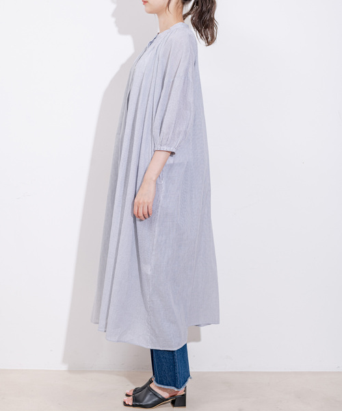 Jayro(ジャイロ)の「インド綿ボイルストライプワンピース(シャツワンピース・レディース・ブルー/ブラック・M)」の18枚目の写真