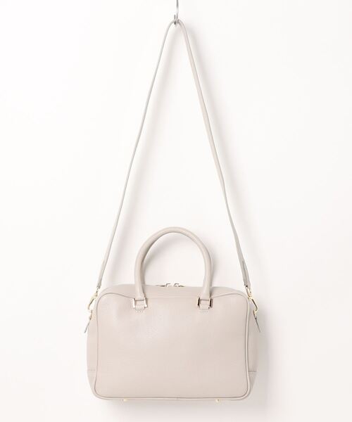 CHRISTIAN VILLA（クリスチャンヴィラ）の「【CHRISTIAN VILLA】ボックスシルエットレザーハンドバッグ(Q46493)（ハンドバッグ・レディース・ダークブラウン/アイボリー/ブラック・ALL）」の4枚目の写真