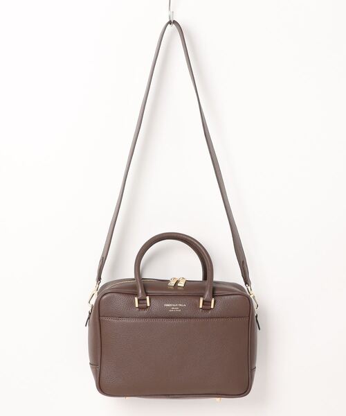 CHRISTIAN VILLA（クリスチャンヴィラ）の「【CHRISTIAN VILLA】ボックスシルエットレザーハンドバッグ(Q46493)（ハンドバッグ・レディース・ダークブラウン/アイボリー/ブラック・ALL）」の10枚目の写真