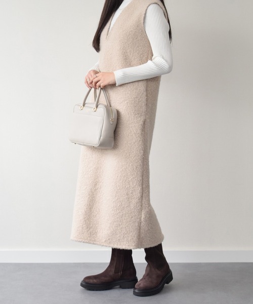 CHRISTIAN VILLA（クリスチャンヴィラ）の「【CHRISTIAN VILLA】ボックスシルエットレザーハンドバッグ(Q46493)（ハンドバッグ・レディース・ダークブラウン/アイボリー/ブラック・ALL）」の16枚目の写真