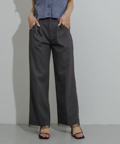 SENSE OF PLACE by URBAN RESEARCH（センスオブプレイスバイアーバンリサーチ）の「チュールストレートパンツ（その他パンツ・レディース・ブルー/グレー/ベージュ・MEDIUM/SMALL）」の2枚目の写真