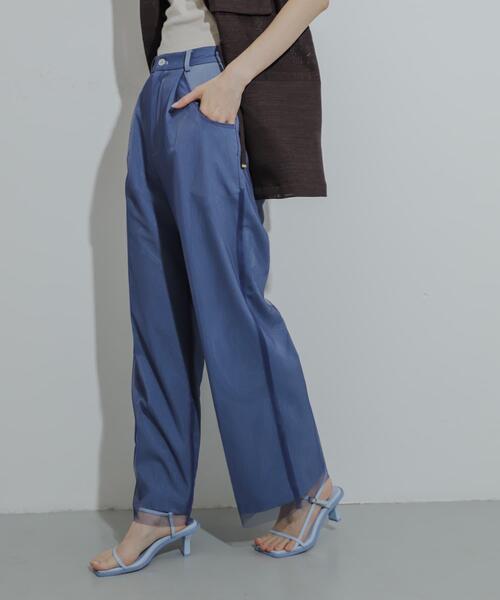 SENSE OF PLACE by URBAN RESEARCH（センスオブプレイスバイアーバンリサーチ）の「チュールストレートパンツ（その他パンツ・レディース・ブルー/グレー/ベージュ・MEDIUM/SMALL）」の3枚目の写真