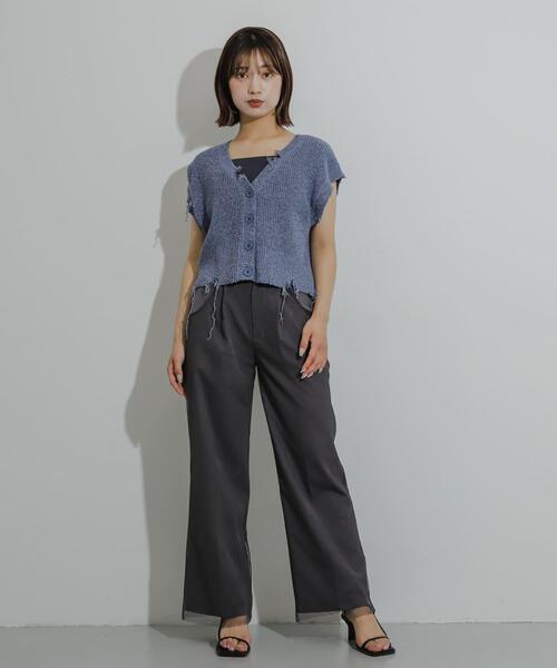 SENSE OF PLACE by URBAN RESEARCH（センスオブプレイスバイアーバンリサーチ）の「チュールストレートパンツ（その他パンツ・レディース・ブルー/グレー/ベージュ・MEDIUM/SMALL）」の17枚目の写真