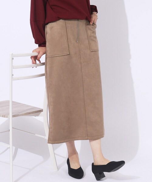 セール】【柔らかストレッチ】綺麗なIライン フェイクスエードナロー