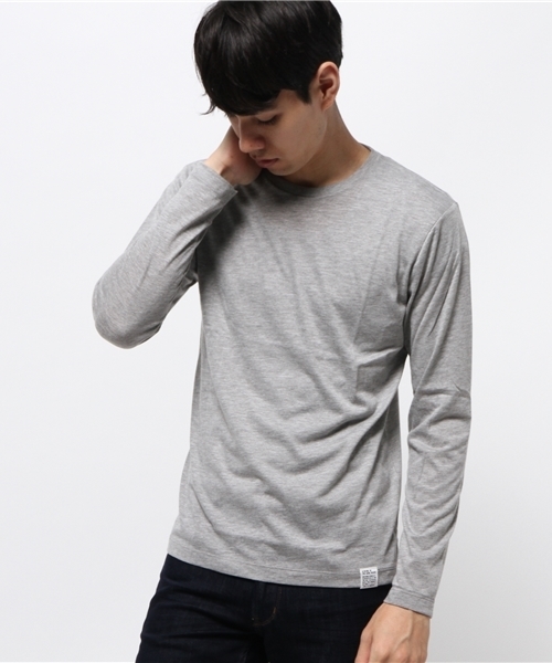 AZUL by moussy（アズールバイマウジー）の「TC天竺長袖クルーネックT（Tシャツ/カットソー・メンズ・ホワイト/ブラック/トップグレー・SMALL/X-LARGE/LARGE/X-SMALL/MEDIUM）」の3枚目の写真