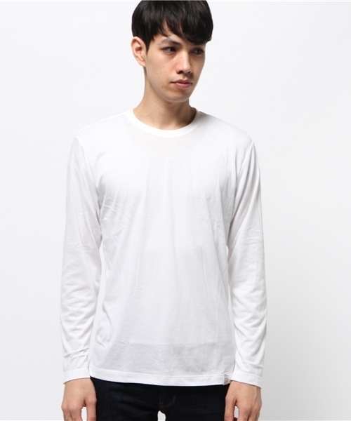AZUL by moussy（アズールバイマウジー）の「TC天竺長袖クルーネックT（Tシャツ/カットソー・メンズ・ホワイト/ブラック/トップグレー・SMALL/X-LARGE/LARGE/X-SMALL/MEDIUM）」の4枚目の写真