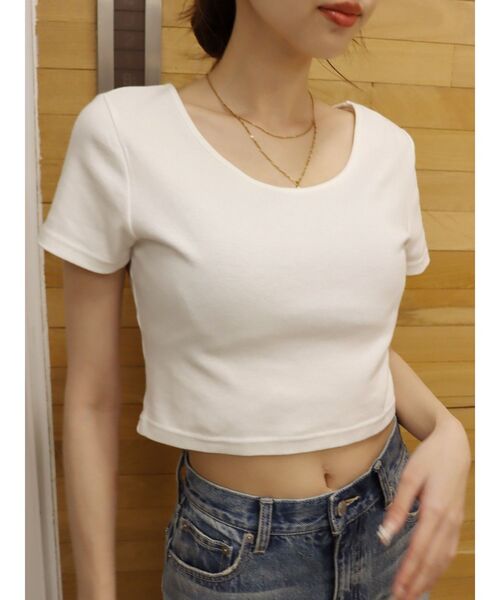 EVRIS（エヴリス）の「BASICシンプルショートTシャツ（Tシャツ/カットソー・レディース・ブラック/グレー/ホワイト/ネイビー・FREE）」の21枚目の写真