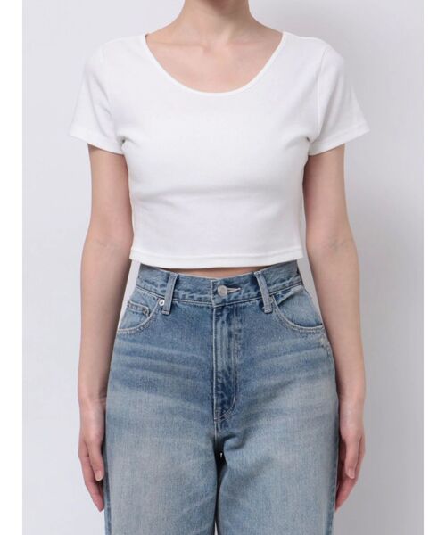 EVRIS（エヴリス）の「BASICシンプルショートTシャツ（Tシャツ/カットソー・レディース・ブラック/グレー/ホワイト/ネイビー・FREE）」の6枚目の写真