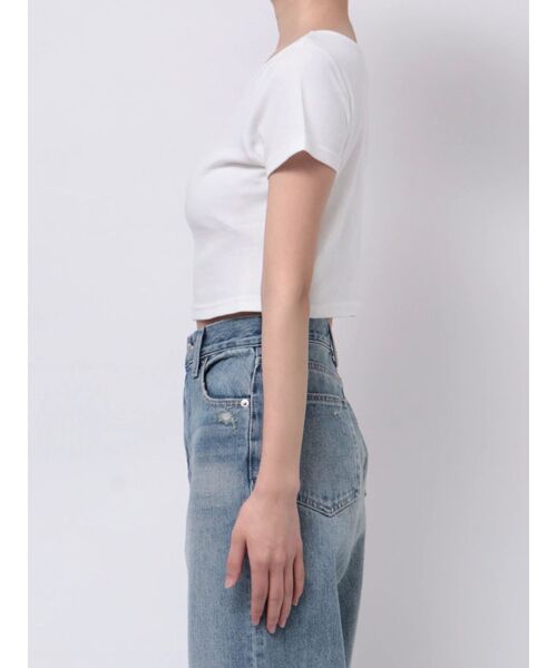 EVRIS（エヴリス）の「BASICシンプルショートTシャツ（Tシャツ/カットソー・レディース・ブラック/グレー/ホワイト/ネイビー・FREE）」の7枚目の写真