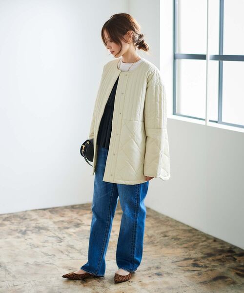 le.coeur blanc（ルクールブラン）の「《WEB限定アイテム》MIXパターンキルティングジャケット（ノーカラージャケット・レディース・ブラック/グリーン/アイボリー/ベージュ・38）」の7枚目の写真