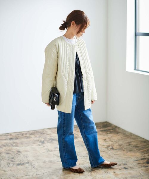 le.coeur blanc（ルクールブラン）の「《WEB限定アイテム》MIXパターンキルティングジャケット（ノーカラージャケット・レディース・ブラック/グリーン/アイボリー/ベージュ・38）」の8枚目の写真