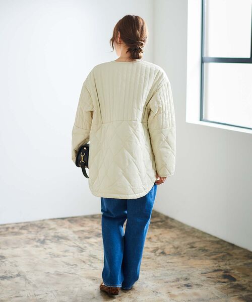 le.coeur blanc（ルクールブラン）の「《WEB限定アイテム》MIXパターンキルティングジャケット（ノーカラージャケット・レディース・ブラック/グリーン/アイボリー/ベージュ・38）」の9枚目の写真