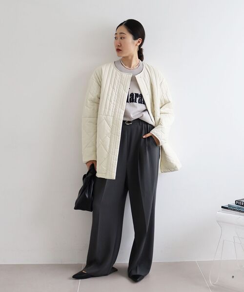 le.coeur blanc（ルクールブラン）の「《WEB限定アイテム》MIXパターンキルティングジャケット（ノーカラージャケット・レディース・ブラック/グリーン/アイボリー/ベージュ・38）」の13枚目の写真