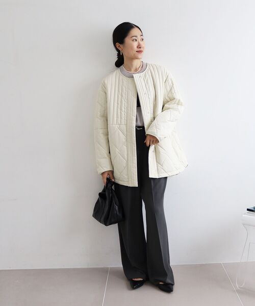 le.coeur blanc（ルクールブラン）の「《WEB限定アイテム》MIXパターンキルティングジャケット（ノーカラージャケット・レディース・ブラック/グリーン/アイボリー/ベージュ・38）」の14枚目の写真