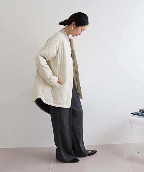 le.coeur blanc（ルクールブラン）の「《WEB限定アイテム》MIXパターンキルティングジャケット（ノーカラージャケット・レディース・ブラック/グリーン/アイボリー/ベージュ・38）」の15枚目の写真