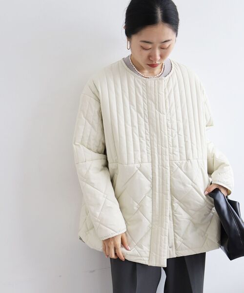 le.coeur blanc（ルクールブラン）の「《WEB限定アイテム》MIXパターンキルティングジャケット（ノーカラージャケット・レディース・ブラック/グリーン/アイボリー/ベージュ・38）」の16枚目の写真