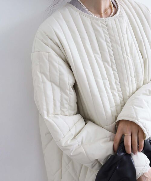 le.coeur blanc（ルクールブラン）の「《WEB限定アイテム》MIXパターンキルティングジャケット（ノーカラージャケット・レディース・ブラック/グリーン/アイボリー/ベージュ・38）」の19枚目の写真