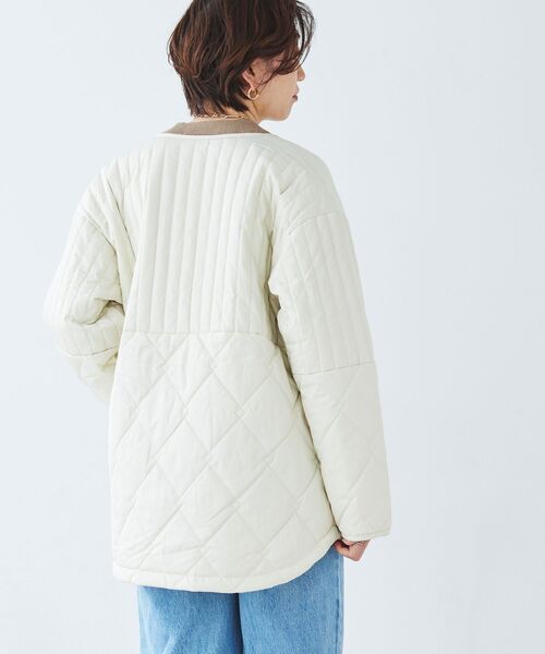 le.coeur blanc（ルクールブラン）の「《WEB限定アイテム》MIXパターンキルティングジャケット（ノーカラージャケット・レディース・ブラック/グリーン/アイボリー/ベージュ・38）」の22枚目の写真