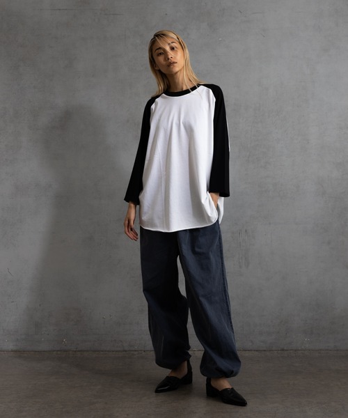 paradigm(パラダイム)の「【paradigm】ガス焼き天竺七分袖ビッグラグランT(Tシャツ/カットソー・メンズ・ホワイト/ホワイト系その他/ブラック/チャコールグレー・MEDIUM/LARGE/X-LARGE)」の6枚目の写真