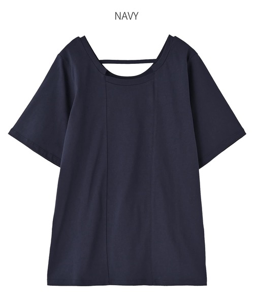 STYLE DELI（スタイルデリ）の「首元デザインカットソートップス（Tシャツ/カットソー・レディース・ホワイト/ネイビー・FREE）」の17枚目の写真