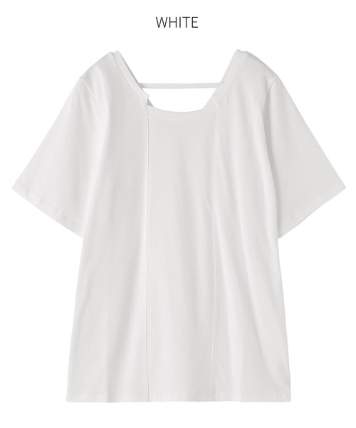STYLE DELI（スタイルデリ）の「首元デザインカットソートップス（Tシャツ/カットソー・レディース・ホワイト/ネイビー・FREE）」の18枚目の写真