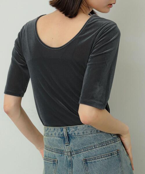 SENSE OF PLACE by URBAN RESEARCH(センスオブプレイスバイアーバンリサーチ)の「シアーベロアTシャツ(半袖)(Tシャツ/カットソー・レディース・アイボリー/チャコールグレー/ネイビー/イエロー・ONE)」の3枚目の写真