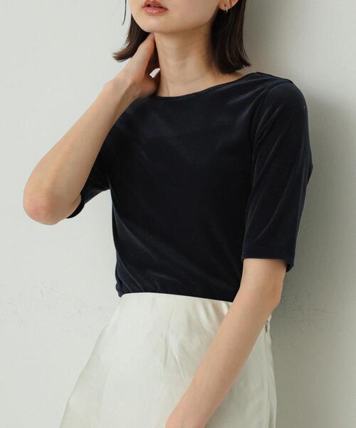 SENSE OF PLACE by URBAN RESEARCH(センスオブプレイスバイアーバンリサーチ)の「シアーベロアTシャツ(半袖)(Tシャツ/カットソー・レディース・アイボリー/チャコールグレー/ネイビー/イエロー・ONE)」の14枚目の写真