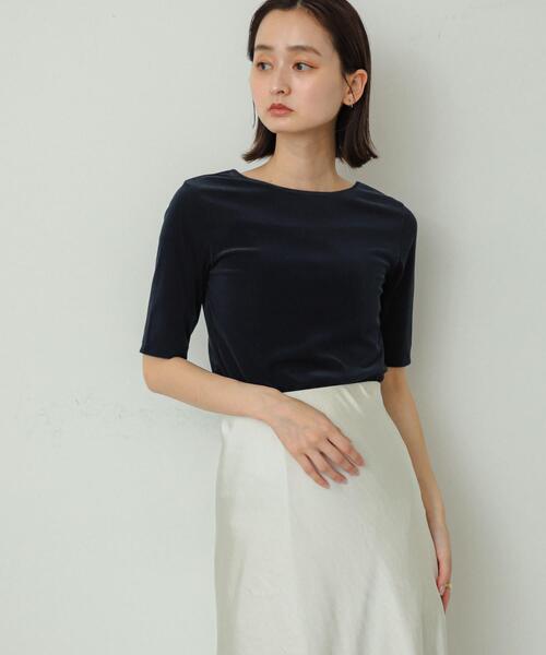 SENSE OF PLACE by URBAN RESEARCH(センスオブプレイスバイアーバンリサーチ)の「シアーベロアTシャツ(半袖)(Tシャツ/カットソー・レディース・アイボリー/チャコールグレー/ネイビー/イエロー・ONE)」の13枚目の写真