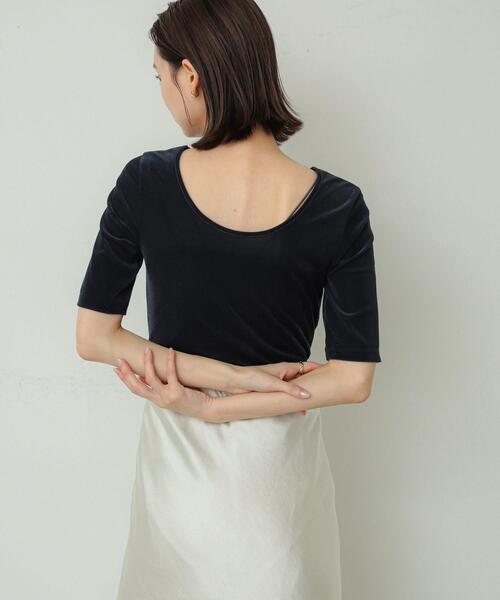 SENSE OF PLACE by URBAN RESEARCH(センスオブプレイスバイアーバンリサーチ)の「シアーベロアTシャツ(半袖)(Tシャツ/カットソー・レディース・アイボリー/チャコールグレー/ネイビー/イエロー・ONE)」の12枚目の写真