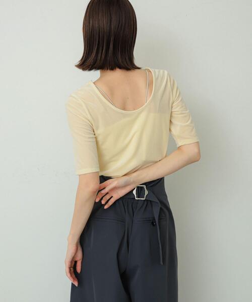 SENSE OF PLACE by URBAN RESEARCH(センスオブプレイスバイアーバンリサーチ)の「シアーベロアTシャツ(半袖)(Tシャツ/カットソー・レディース・アイボリー/チャコールグレー/ネイビー/イエロー・ONE)」の15枚目の写真