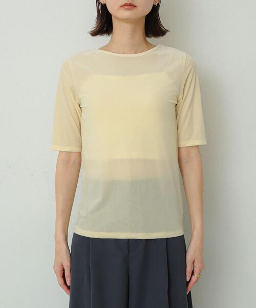 SENSE OF PLACE by URBAN RESEARCH(センスオブプレイスバイアーバンリサーチ)の「シアーベロアTシャツ(半袖)(Tシャツ/カットソー・レディース・アイボリー/チャコールグレー/ネイビー/イエロー・ONE)」の18枚目の写真