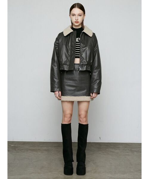 EMODA（エモダ）の「フェイクレザーボアブルゾン（ブルゾン・レディース・ブラック/グレー/ブラウン・FREE）」の6枚目の写真