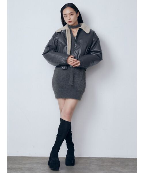 EMODA（エモダ）の「フェイクレザーボアブルゾン（ブルゾン・レディース・ブラック/グレー/ブラウン・FREE）」の19枚目の写真