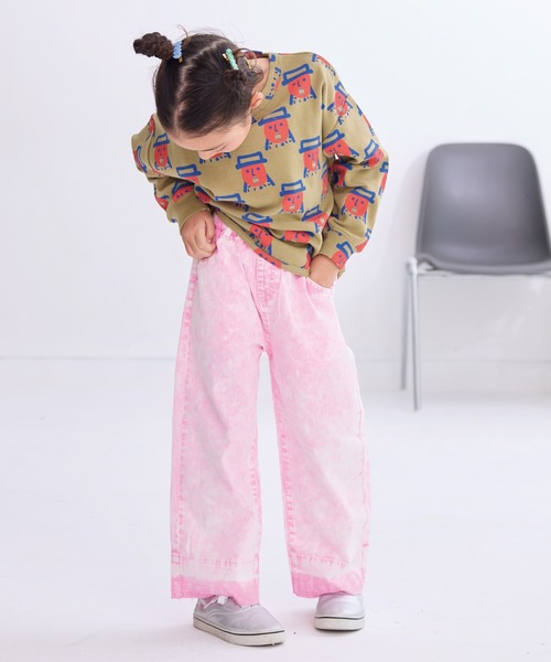 MARKEY'S（マーキーズ）の「カットオフバギーパンツ（デニムパンツ・キッズ・ブルー/ピンク・150/140/130/120/110/100/90）」の4枚目の写真