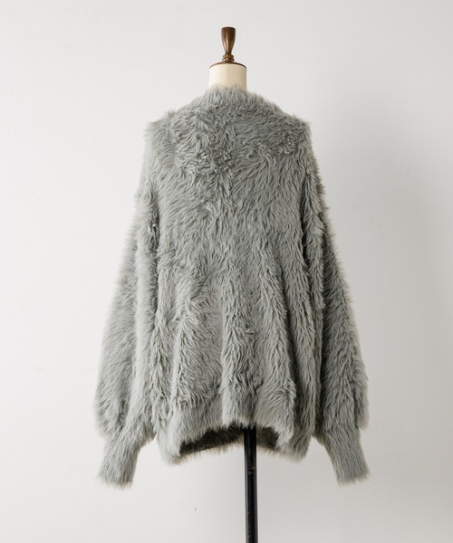 INTER FACTORY（インターファクトリー）の「さくら - シャギーニットVネックカーディガン - made in INTER FACTORY（カーディガン/ボレロ・レディース・ピンク/グレー・FREE）」の18枚目の写真