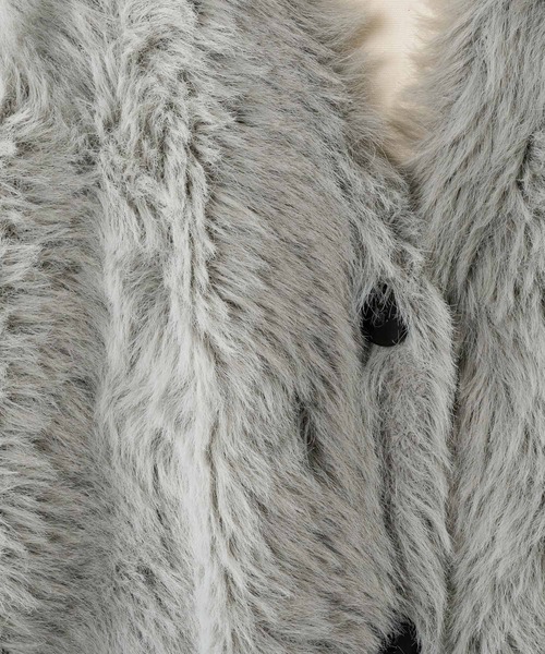 INTER FACTORY（インターファクトリー）の「さくら - シャギーニットVネックカーディガン - made in INTER FACTORY（カーディガン/ボレロ・レディース・ピンク/グレー・FREE）」の20枚目の写真