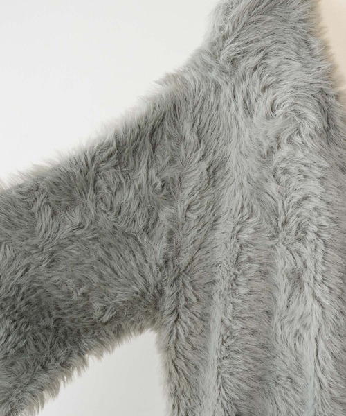 INTER FACTORY（インターファクトリー）の「さくら - シャギーニットVネックカーディガン - made in INTER FACTORY（カーディガン/ボレロ・レディース・ピンク/グレー・FREE）」の21枚目の写真