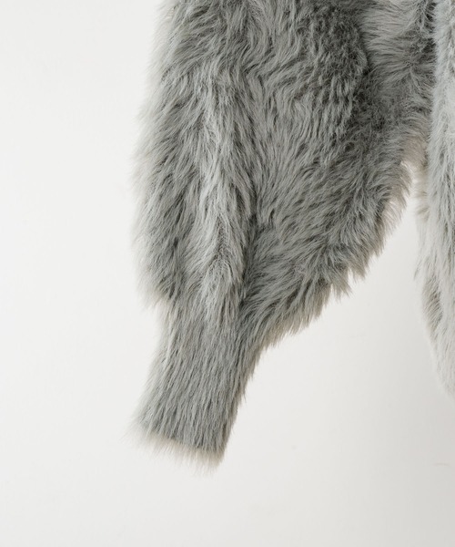 INTER FACTORY（インターファクトリー）の「さくら - シャギーニットVネックカーディガン - made in INTER FACTORY（カーディガン/ボレロ・レディース・ピンク/グレー・FREE）」の22枚目の写真