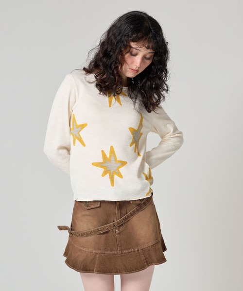 tina jojun プリント　Tシャツ　ノベルディ フラワーコラージュ オーバーTシャツ TINA：JOJUN 全2色｜tnj531